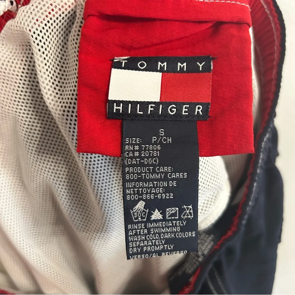 Vintage Tommy Hilfiger Men’s Small Board Shorts Drawstring Colorblock Logo Swim